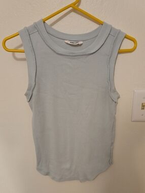 Double Zero Ribbed Tank Top - Pale Blue